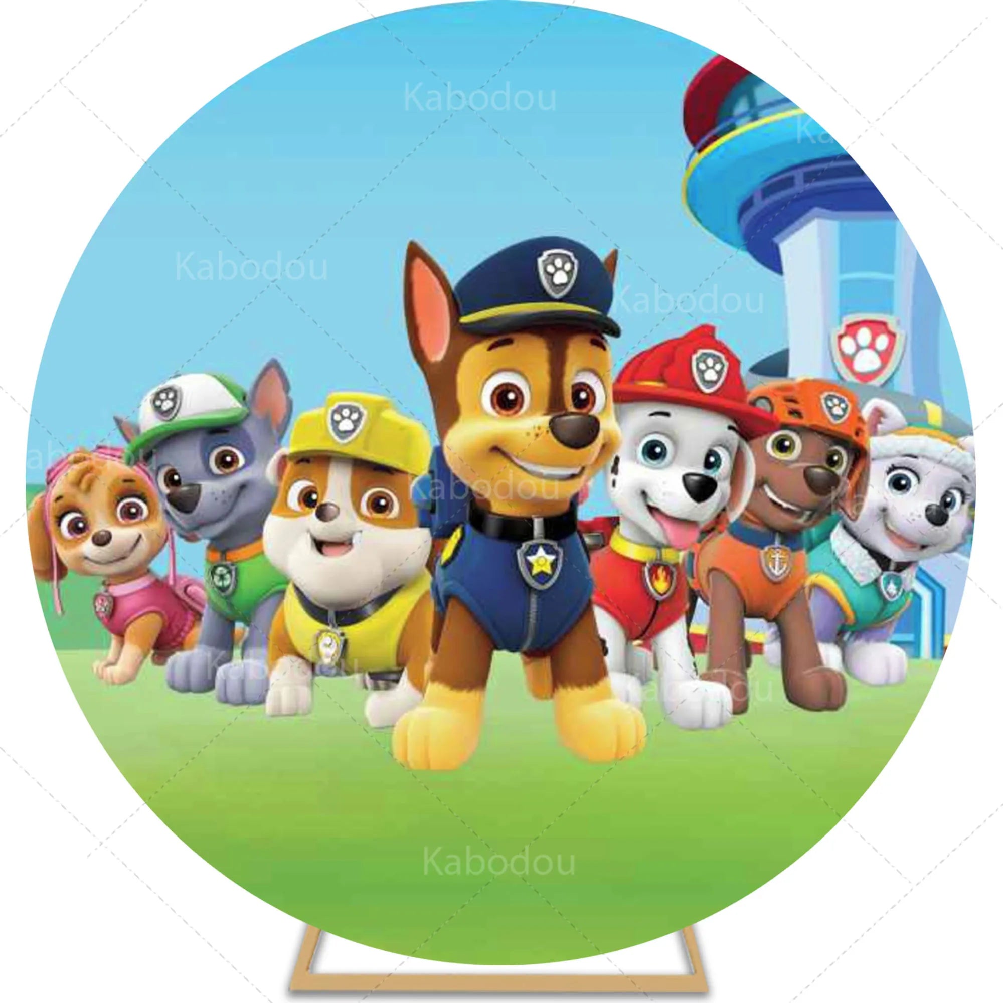 Paw Patrols Round Backdrop Boys for Birthday Party Cartoon Dog Decoration Baby Shower Photography Background Circle Studio Prop