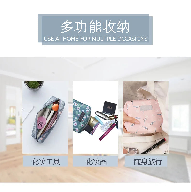 New Cosmetic Storage Bag Cute Mini Portable Carry-on Girls Toiletry Storage Bag Travel Beauty Organizer Flower Purse Makeup Bags