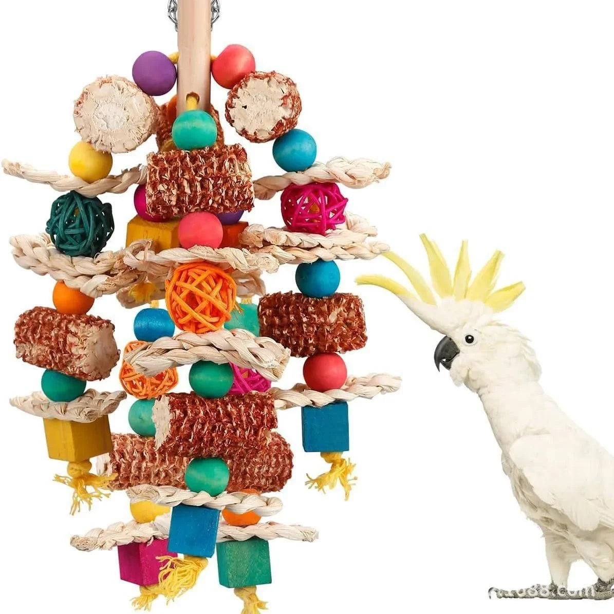 Parrot toys, Colorful wooden bird supplies, Unique shape, Diverse ways to play, Complete variety, Large parrot bite bird toys