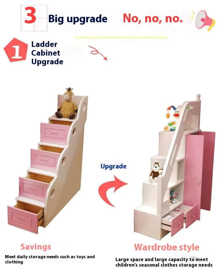 Bunk Bed Children Bunk Solid Wood Bedpost Two-story Bed Boys and Girls Multifunctional Mother-child Bed With Wardrobe