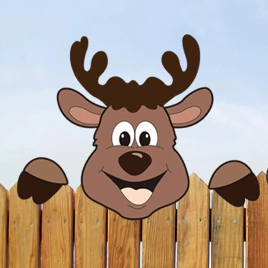 Christmas Fence Wooden Signboard Santa Claus Reindeer Snowman Grinch Decoration Courtyard Garden Handmade