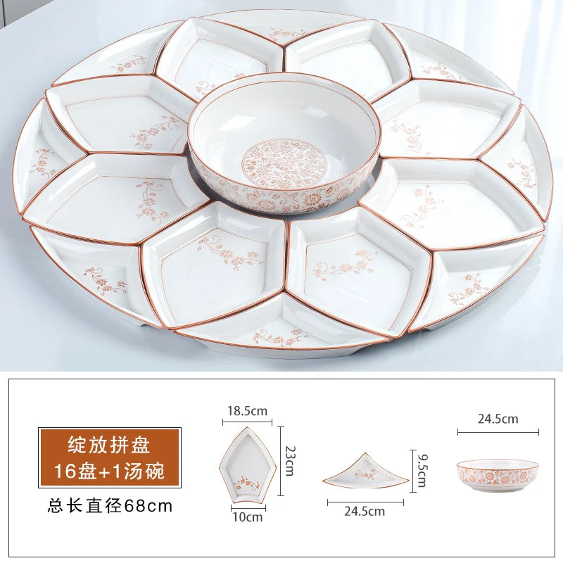 Vintage Ceramic Plate Set Microwaveable Dining Bowls Home Dinnerware Plates Set Dishes Full Tableware Pratos De Jantar Dishes