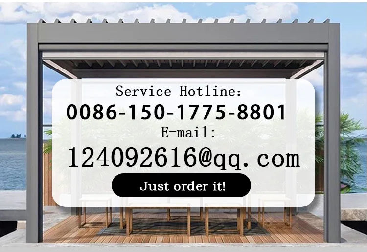 فتح آلي مقاوم للماء وأجنحة مقاومة للفتحات ومحرك كهربائي من الألومنيوم وشرفة خارجية ومظلة حديقة وشرفة خارجية