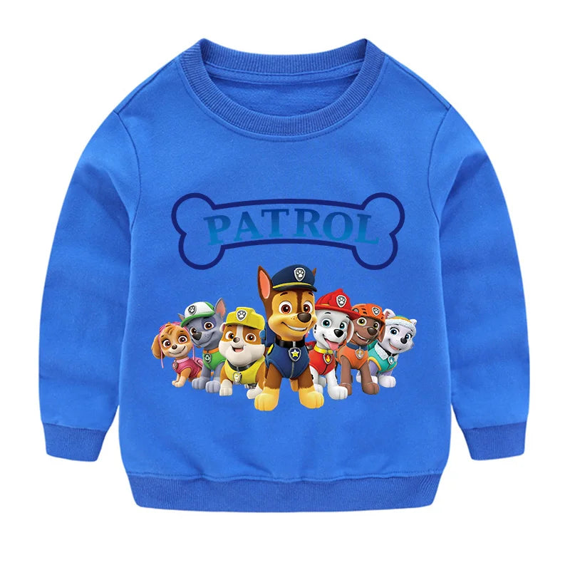 2024 Cute Paw Patrol Sport Casual Hooded Sweatshirt Cartoon Paw Patrol Patchwork Pullover Autumn Hood Sportswear Birthday Gifts