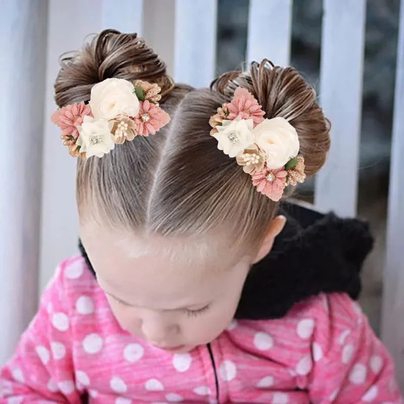 Bandes de cheveux élastiques à fleurs pour filles