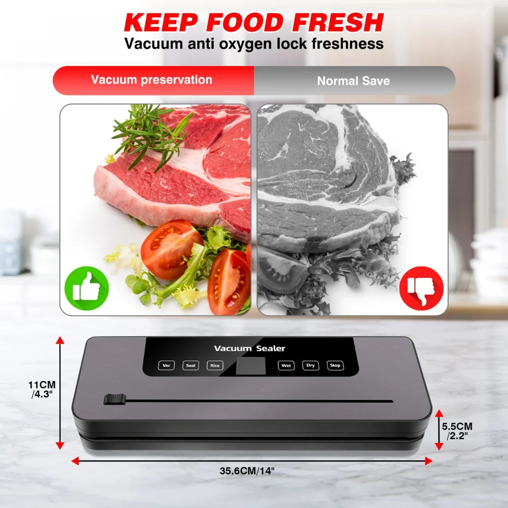BRIEFNESS Electric Sealer Vacuum Machine Black Multifunctional Food Vacuum Sealer with Vacuum Bag Vacuum Packaging Machine