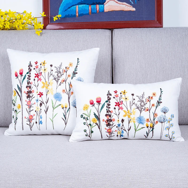 Cotton cushion cover with dandelion design for home decoration, floral design, spring, 30x50cm, 45x45cm