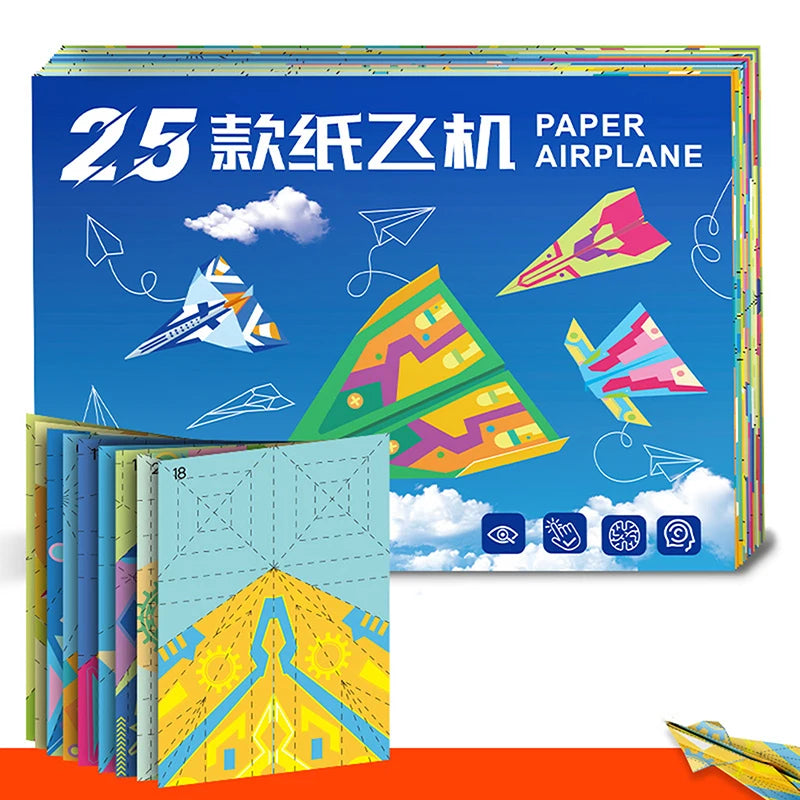 1set Paper Airplane Origami Belt Tutorial For Children Fun Handmade Three-dimensional Airplane For Baby Educational Toys