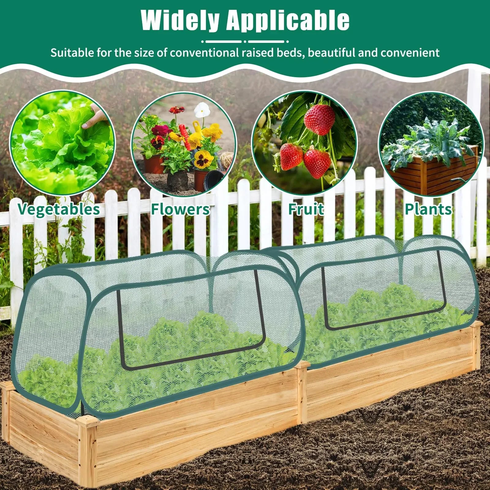 Net Cage Guard Vegetables, Seedlings Herbs Bed Vegetables Large Pop Up Mesh Plant Cover Protector Raised Garden & Flower Bed