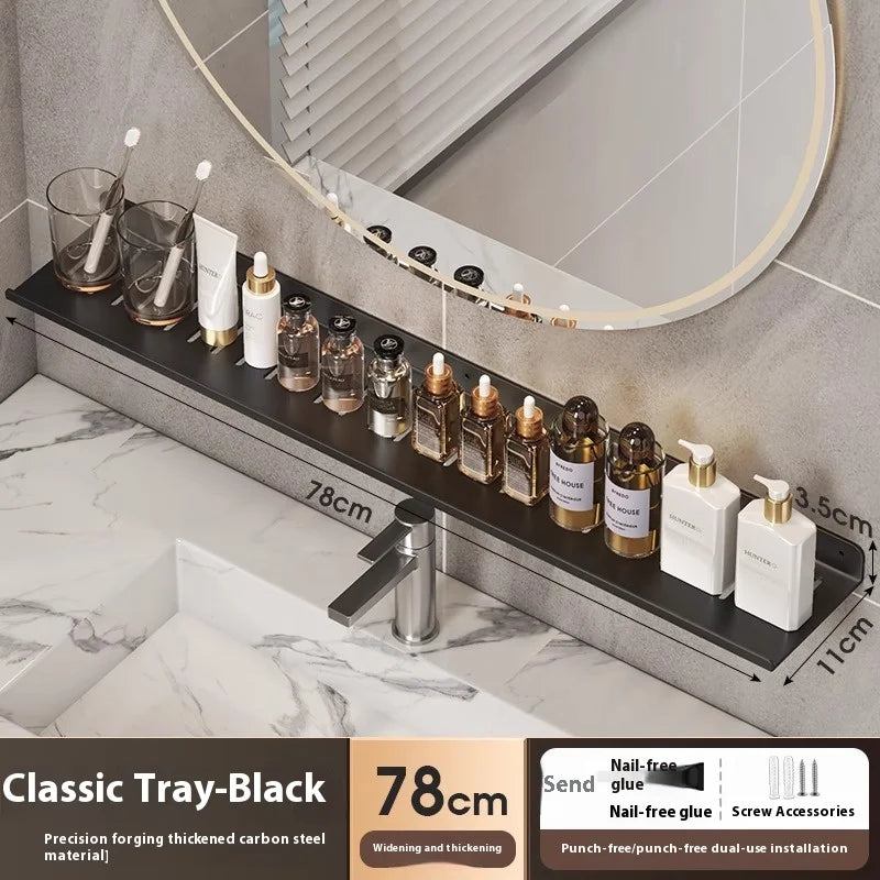 Kitchen and bathroom storage rack, washbasin rack, suction cup mirror, front rack, bathroom sink, faucet, wall mounted