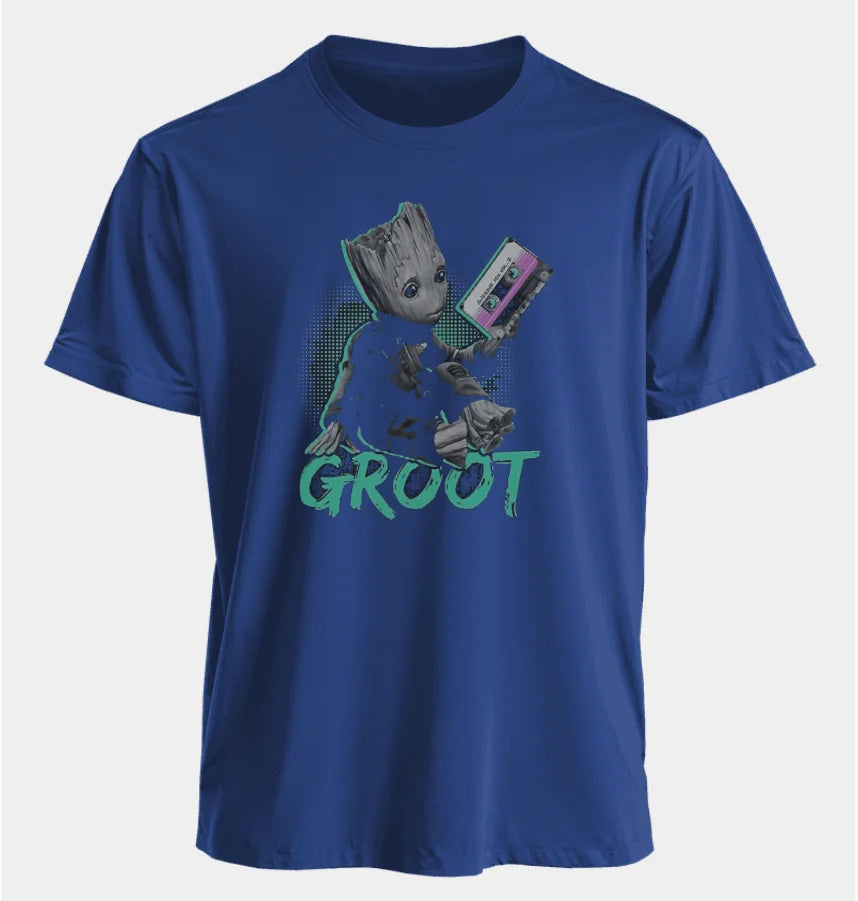 Marvel Men's and Women's T-shirts Groot Summer American Spring and Autumn New Classic Oversized Sporty Style Short-sleeved