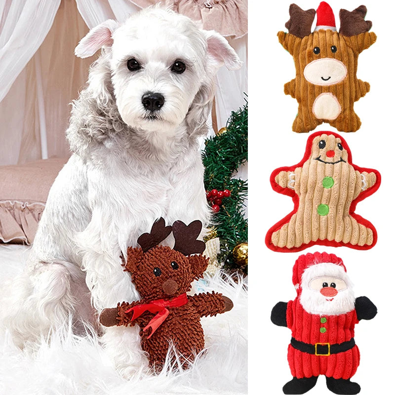 Christmas Cat Dog Squeaky Toys Plush Pet Chew Toy for Small Dogs Chihuahua Puppy Yorkie mascotas Accessories juguetes para perro