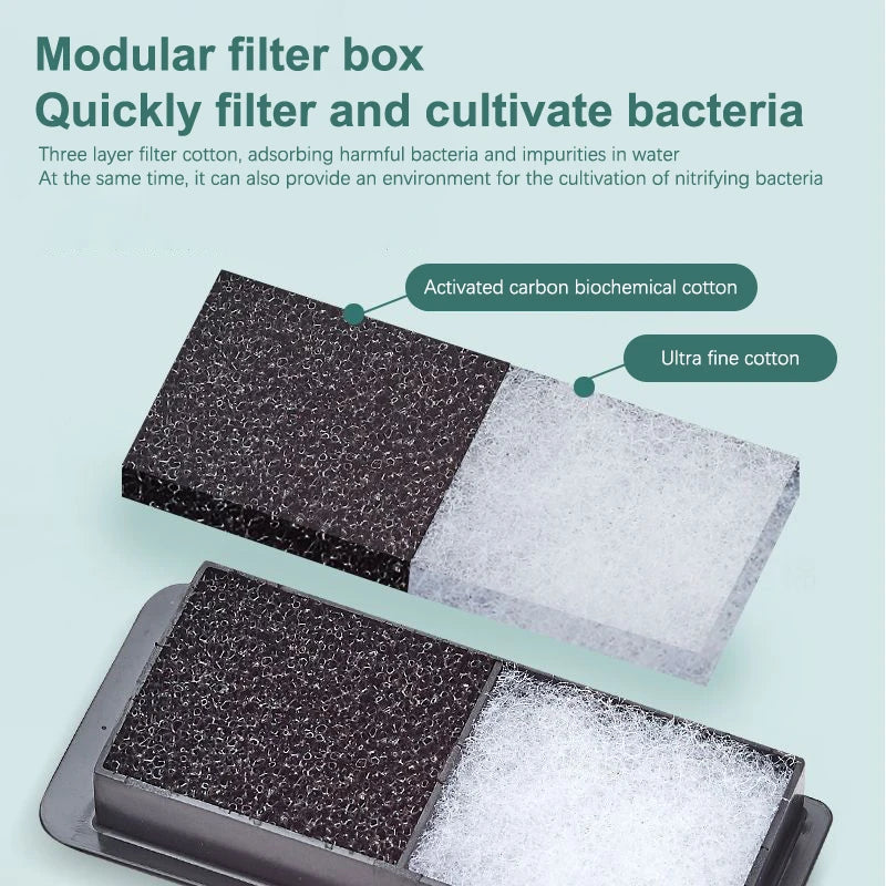 Mini plug-in waterfall filter aquarium silent filter pump AC interface filter water pump Three in one oxygen pump