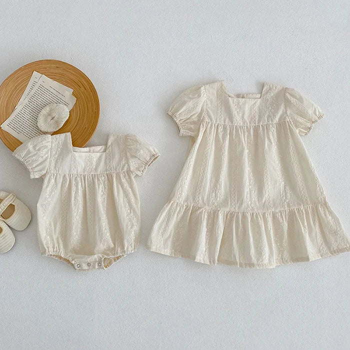 2025 Baby Girl Romper Summer 0-24M Children Clothes Korean Style Climbing Suit Short Sleeved Cotton Embroidery Newborn Romper