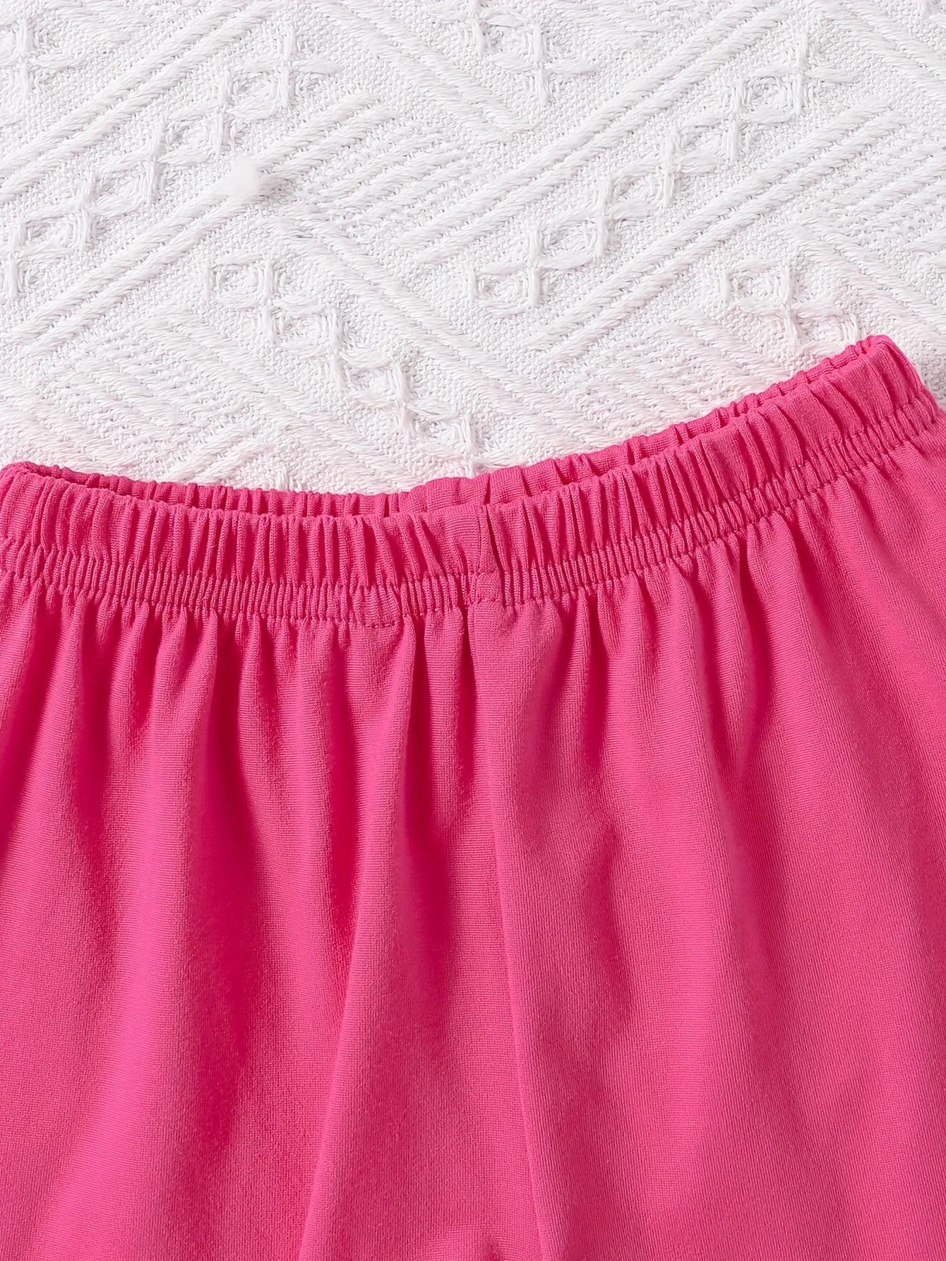 Baby girl round neck dad's little princess letter pattern short sleeved top+casual shorts set for spring and summer comfort two-