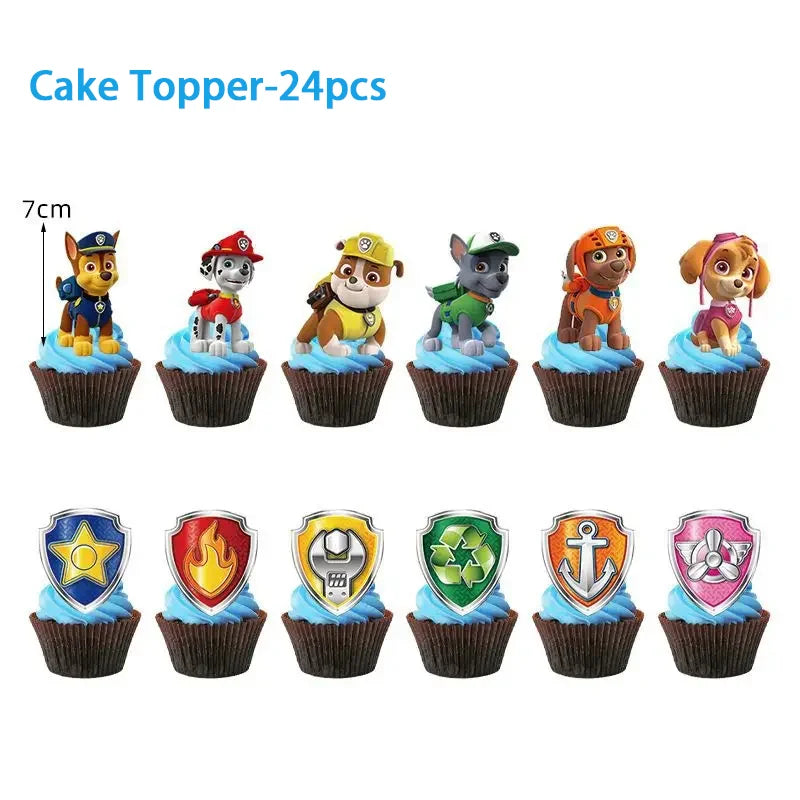 New Paw Patrol Birthday Party Decor Dogs Skye Disposable Tableware Tablecloth Plate Cup Gift Bag Kids Boy Favor Gifts Kids Toys