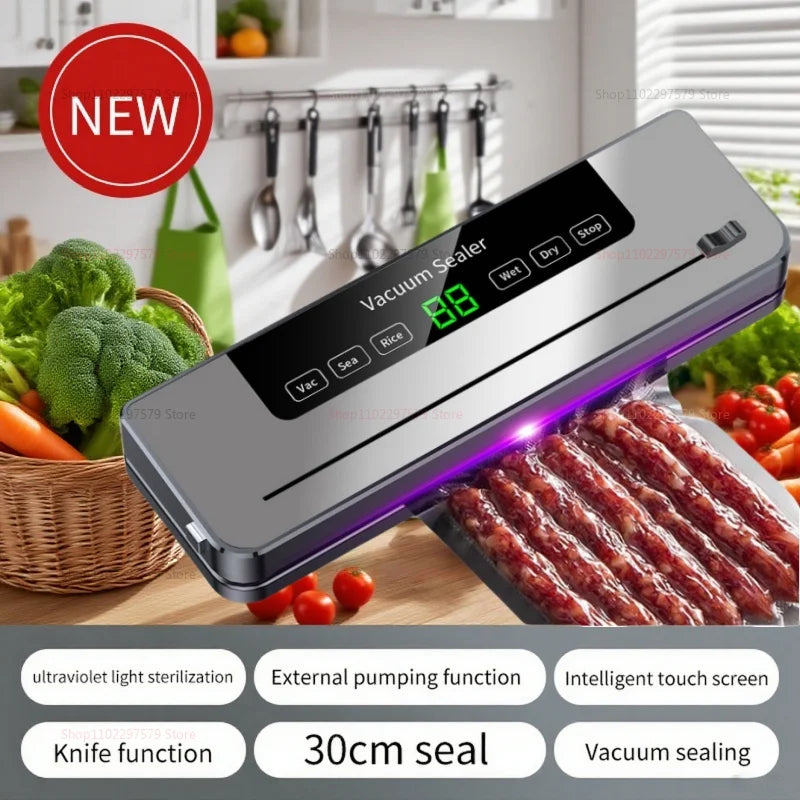 Electric Vacuum Sealer with Built-in Cutter Food Storage Sealer for Kitchen Dry/Wet Wet Food Preservation Sealing Sealer