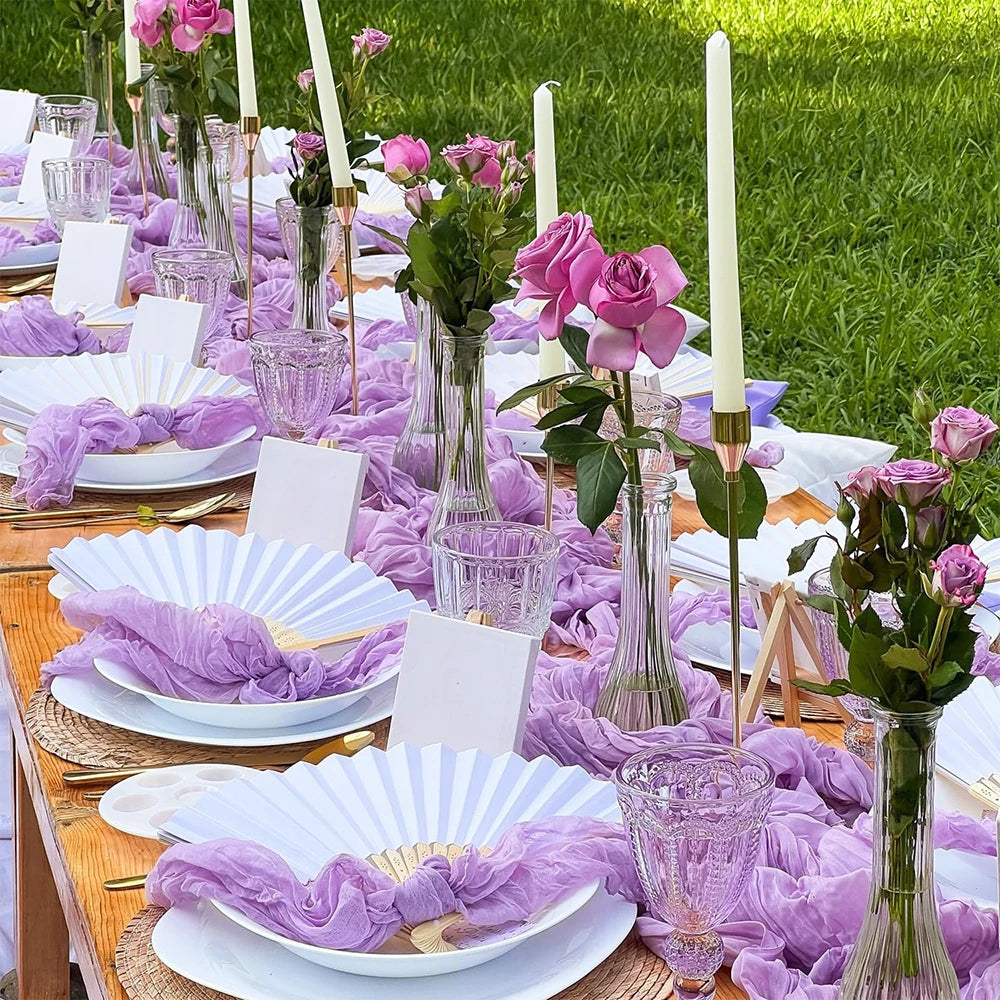 Lilac Purple Cheesecloth Table Runner Boho Rustic Gauze Lavender Purple Table Runner Wedding Bridal Shower Birthday Decoration