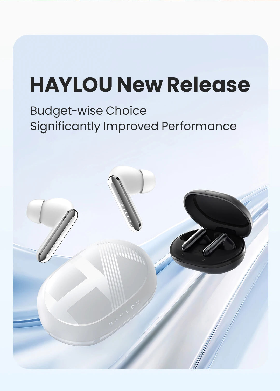 HAYLOU Mori Pro Bluetooth 5.4 Earphones -43dB ANC Active Noise Cancellation Earbuds 6 Mic Wireless Headphones 35H Battery Life