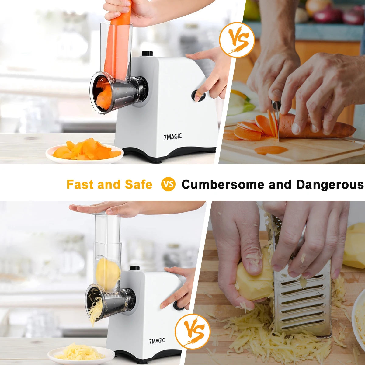 5 in 1 Electric Vegetable Cutter Shredder Automatic Salad Shooter Machine Cheese Grater Carrot Cabbage Slicer