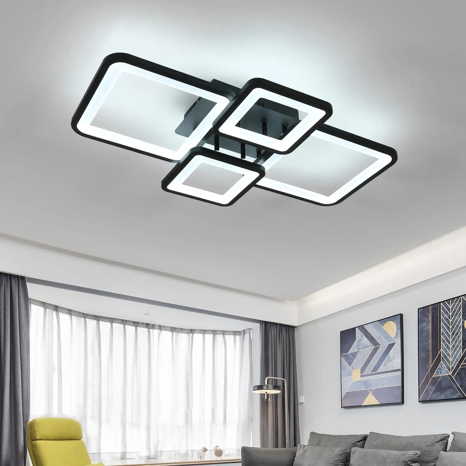 Modern LED Ceiling Light,54W Dimmable Ceiling Light with Remote Control Ceiling Lamp for Living Room Kitchen