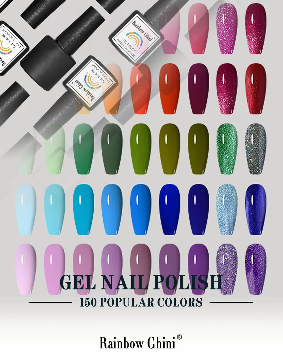 Gel Vernis à ongles semis permanents Paillettes 8Ml 150 couleurs