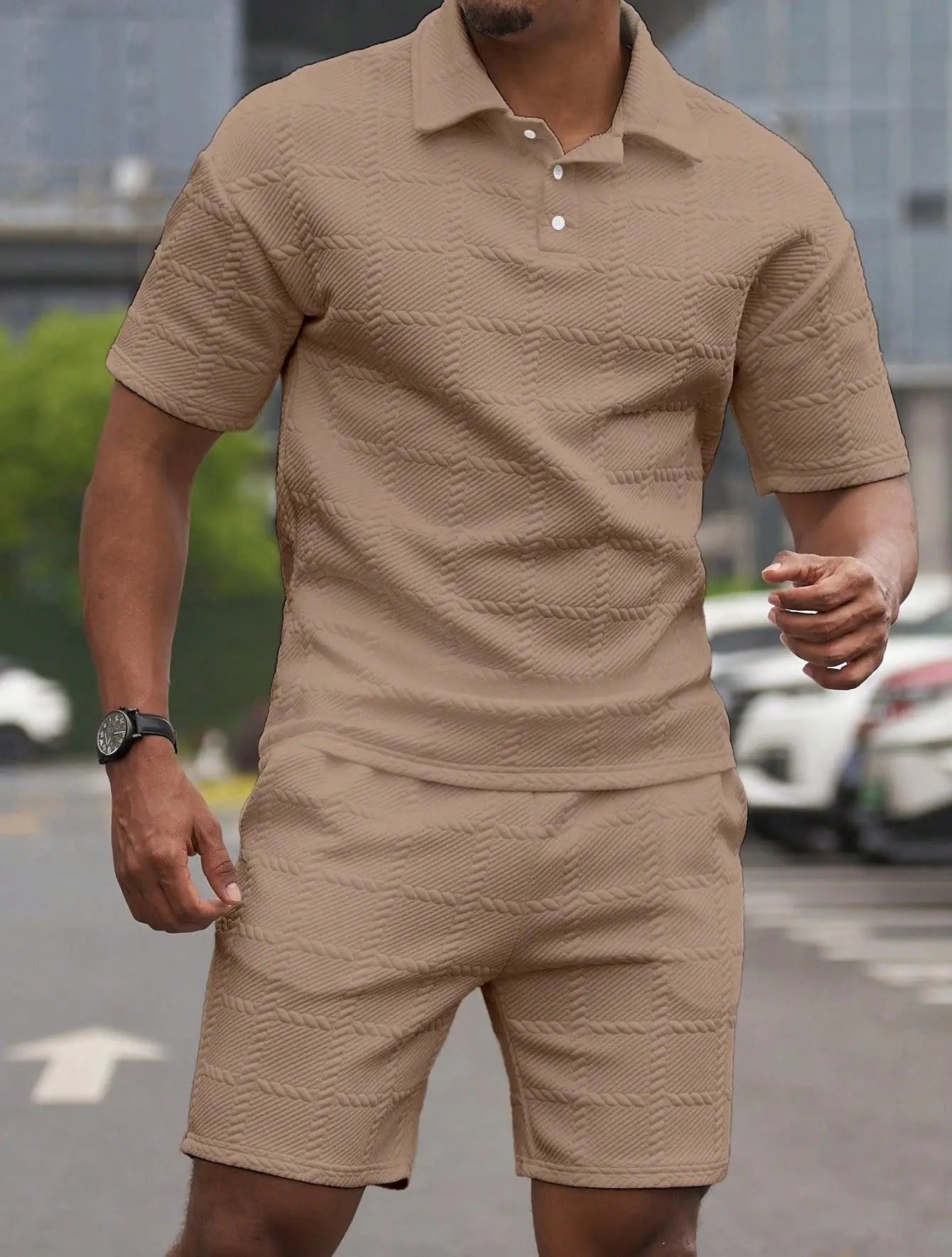 2025 Summer new fashion trend solid color comfortable fashion lightweight casual men's  short-sleeved  suit suit for men
