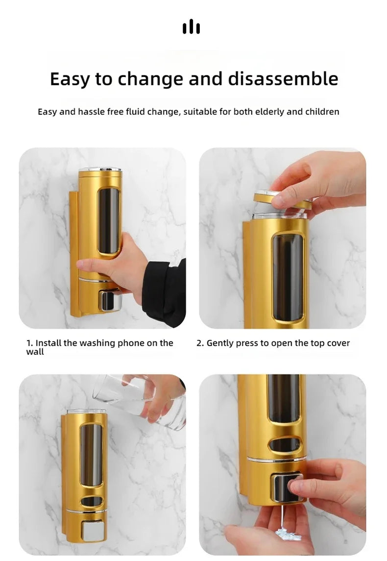 Lamgool Single/double Soap Dispenser Wall-Mount Shower Bath Shampoo Dispenser Liquid Soap Container Bathroom Accessories