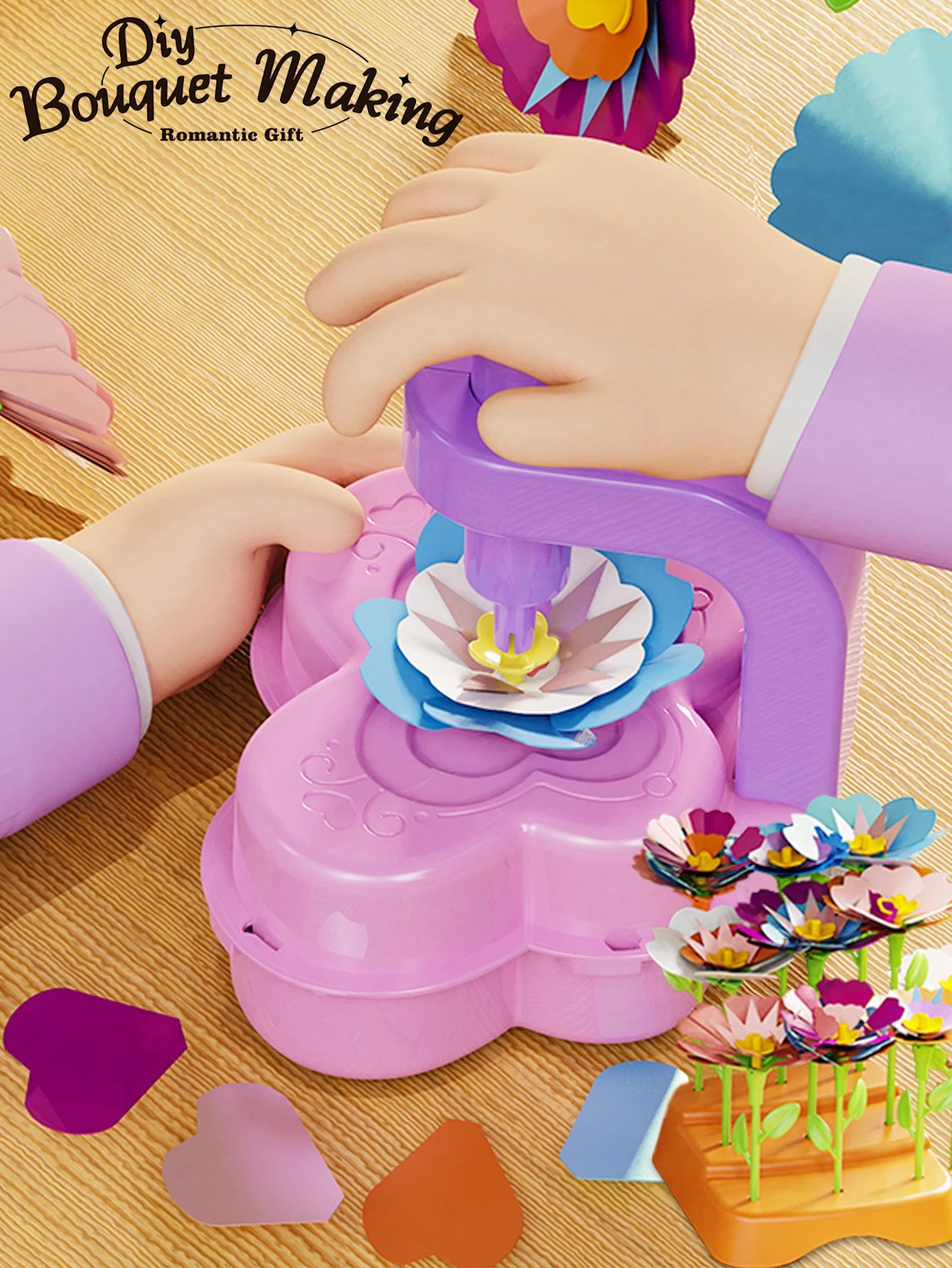 DIY Fabric Flower Bouquets Toys, Flower Bouquets Toy for Girls DIY Flower Make Making Craft Kit Educational Kids Gifts