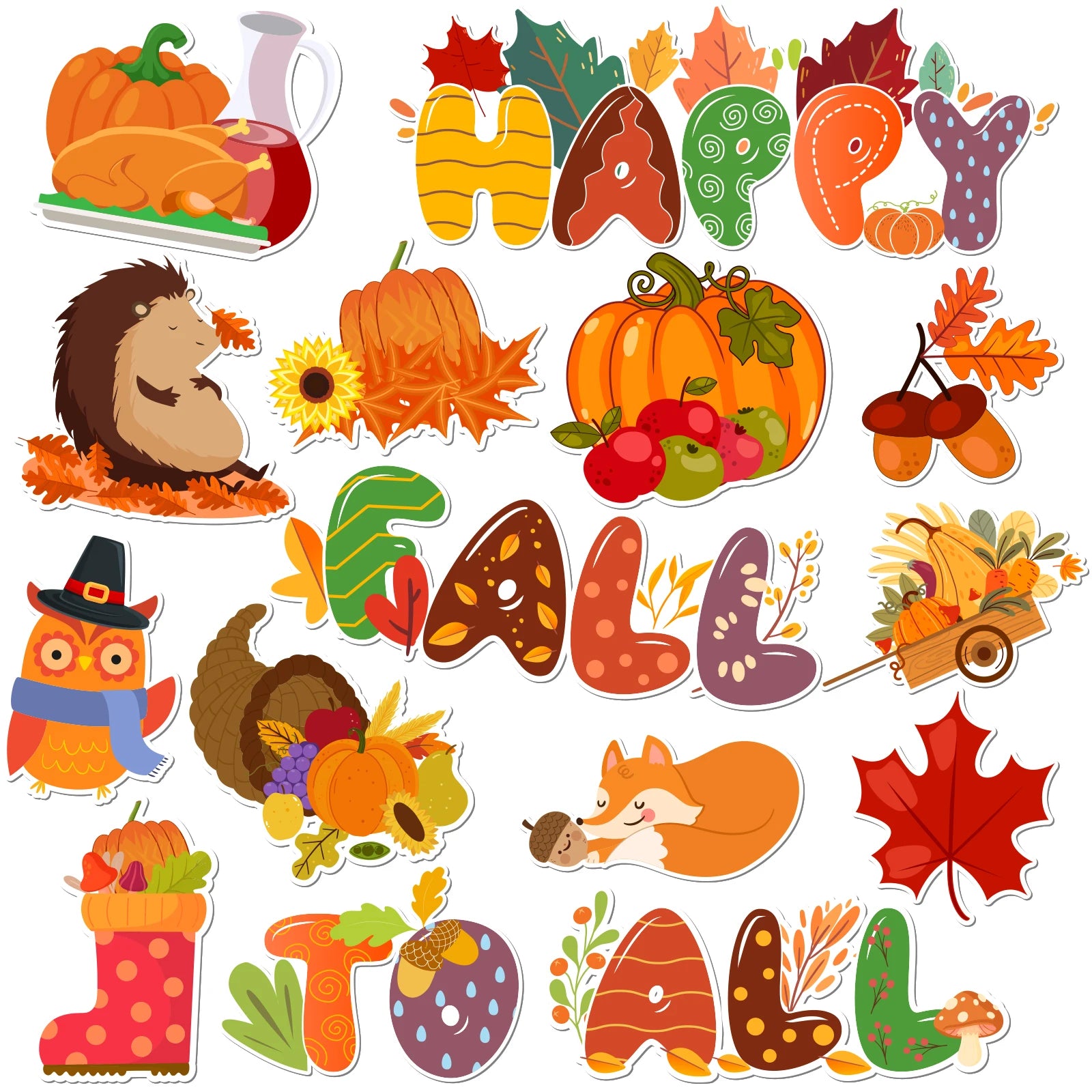 15Pcs Fall Magnets Decorations, Fall Thanksgiving Reflective Car Refrigerator Magnets, Holidays Magnetic Stickers Magnet Decal A