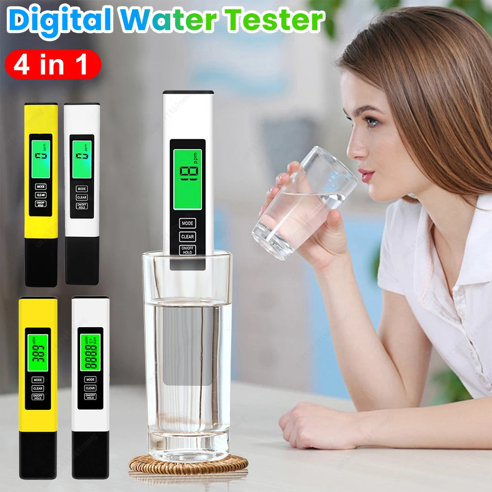 4 in 1 Digital Water Quality Tester TDS Meter EC Meter & Temperature Meter for Drinking Water Hydroponics Aquariums Pools