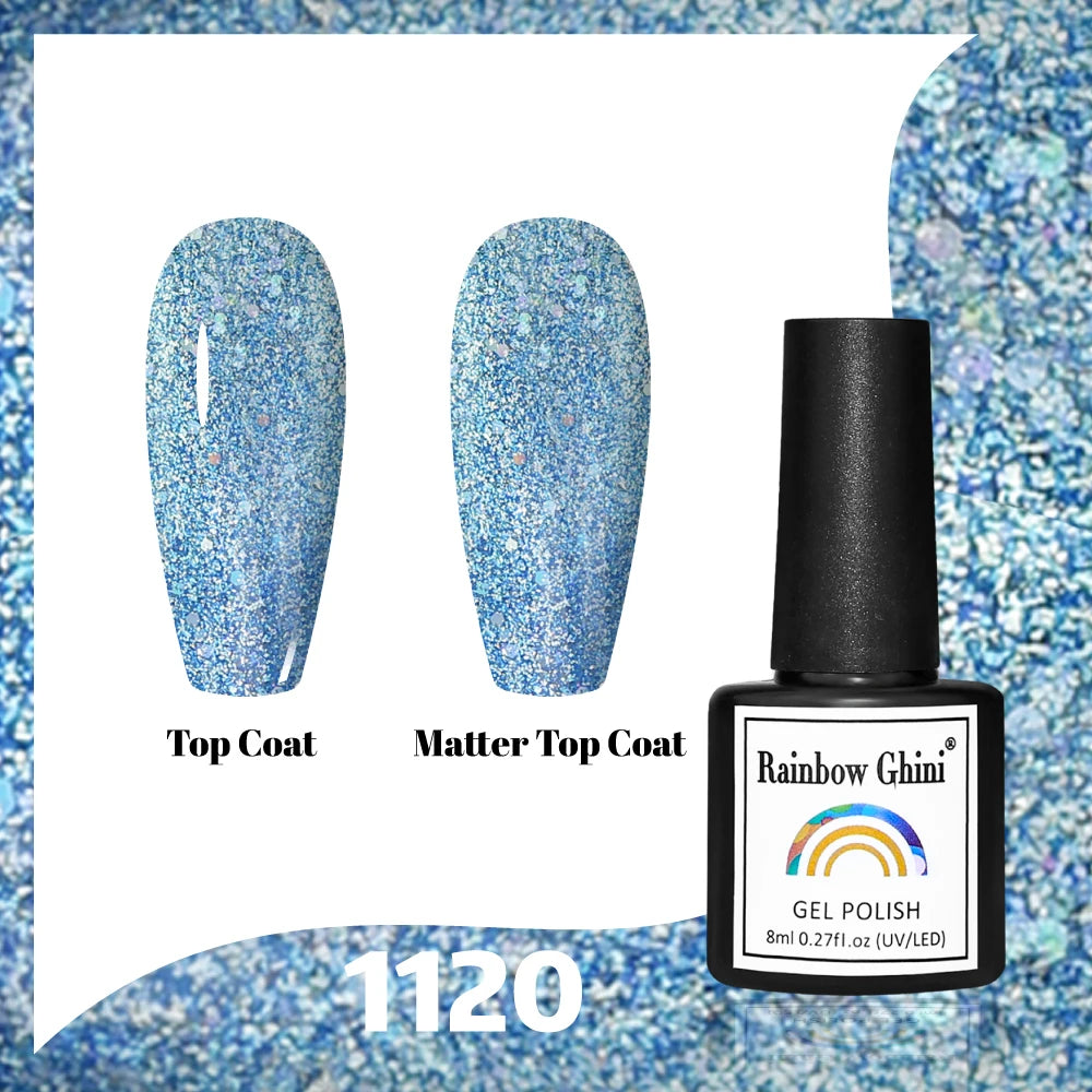 Gel Vernis à ongles semis permanents Paillettes 8Ml 150 couleurs