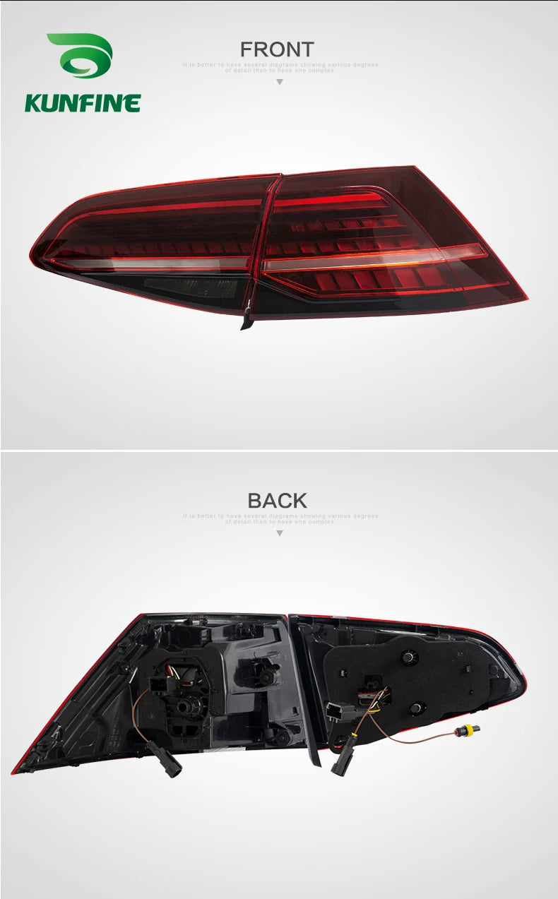 Pair Of Car Tail Light Assembly For Volkswagen VW Golf 7 mk7 Golf 7.5 mk7.5 2013 2014 - 2020 LED Brake Flowing Water Flicker