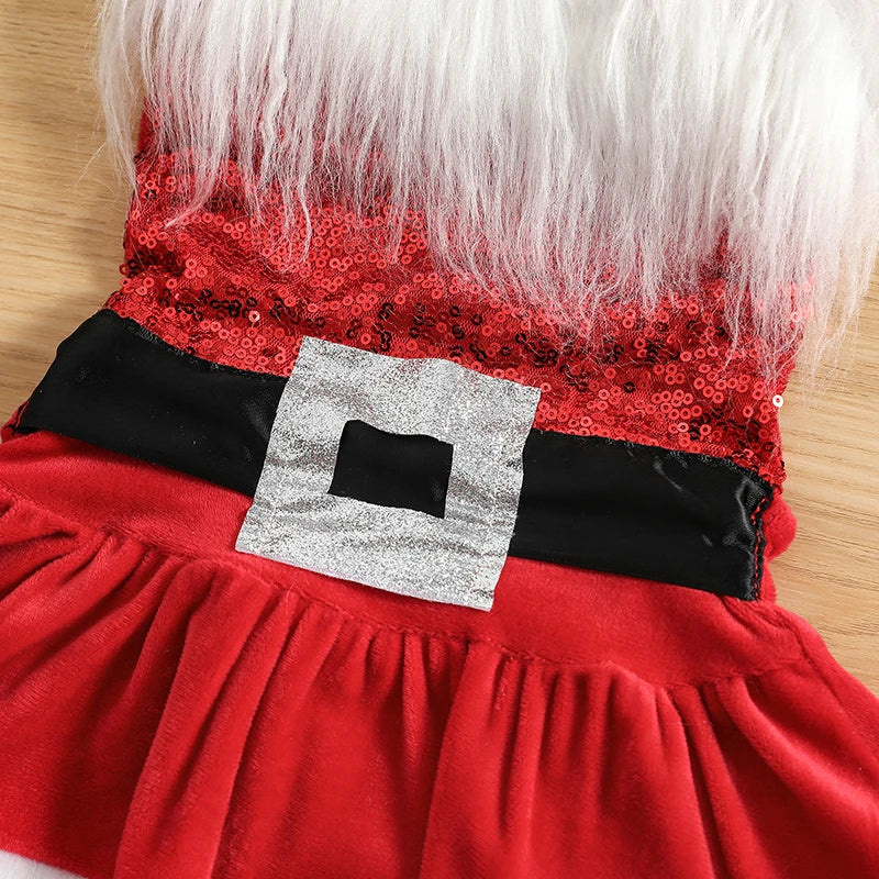 Toddler Baby Girls Christmas Dress Santa Claus Xmas Suit Baby Girl Christmas Outfit Princess Tulle Dresses