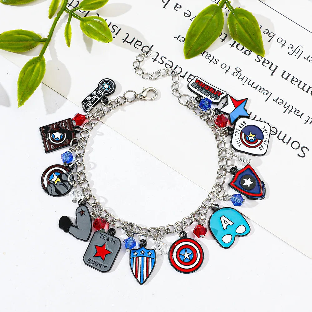 Marvel Superhero Series Personalized Fashion DIY Metal Enamel Bracelet Creative Men's and Women Jewelry Gifts Suitable for Fans