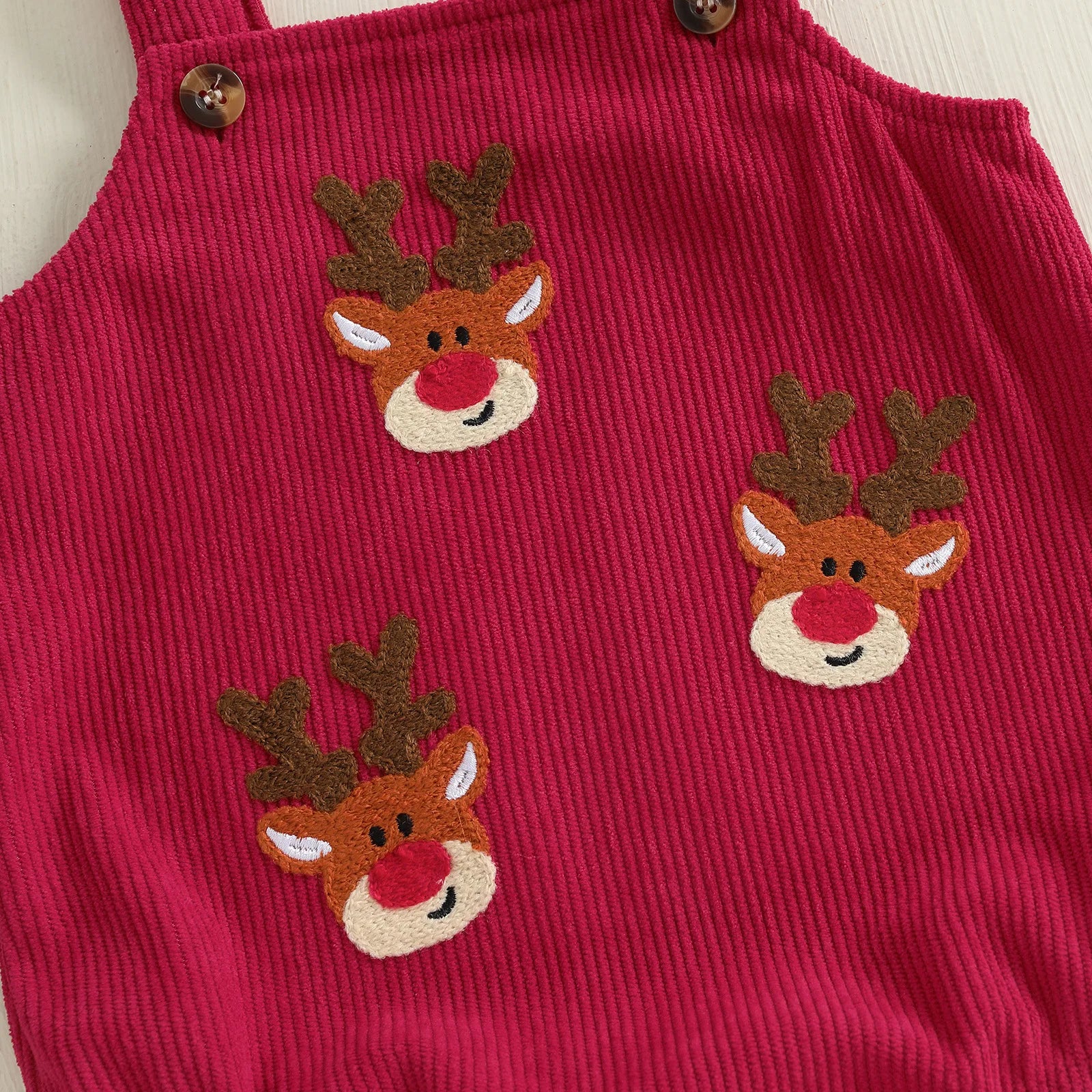 Baby Clothing Christmas Cotton Corduroy Suspender Romper 0-18M Newborn Baby Girls Boys Reindeer Embroidery Sleeveless Bodysuit