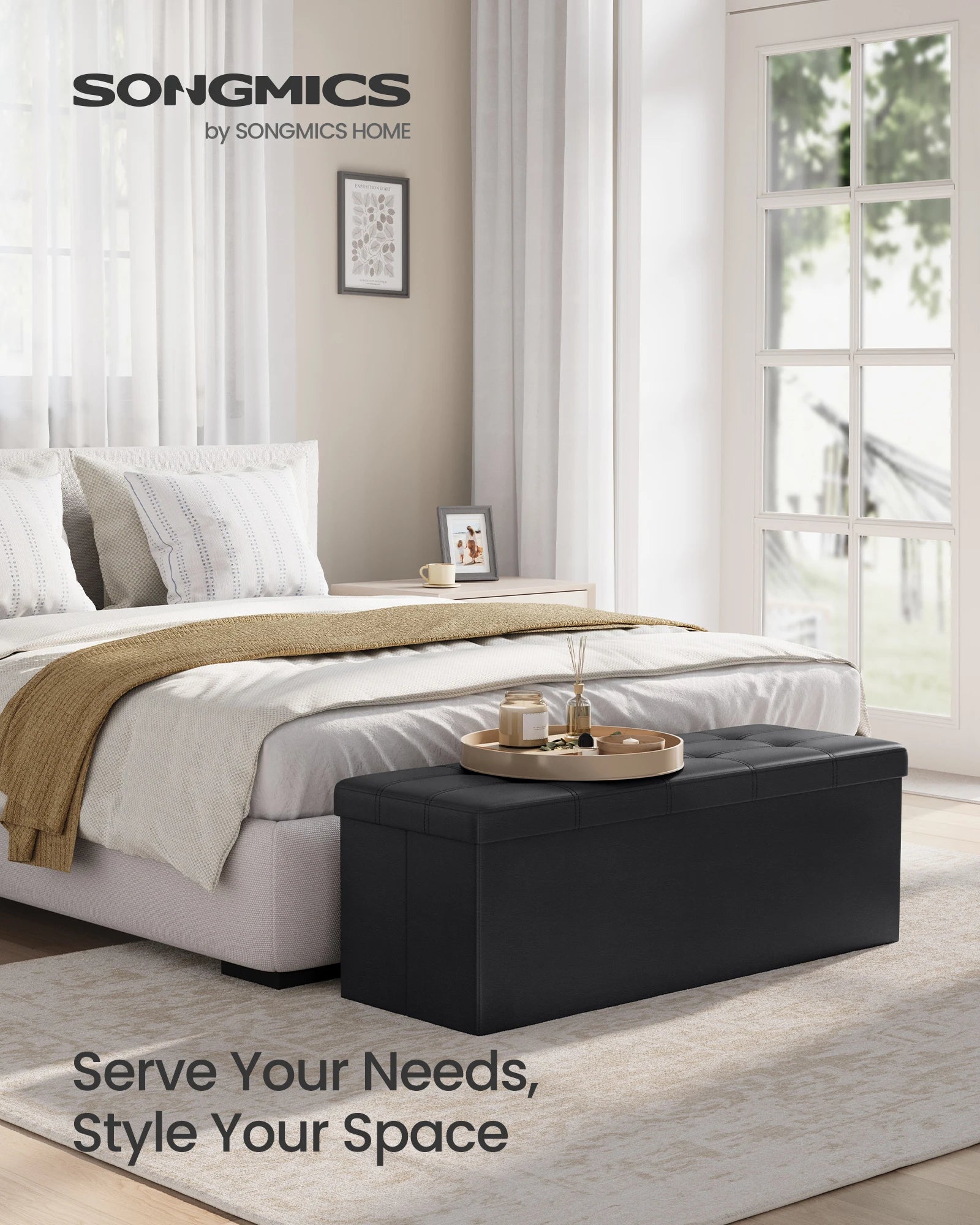 Bly GMICS 43-Banc de Rangement Pliant pour Bateau, Coffre de Rangement, Repose-Pieds, Table Basse, Siège Rembourré, Faux Cuir