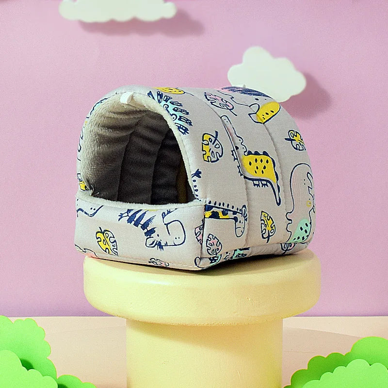 Cute Cartoon Rabbit Squirrel Mini Cage Guinea Pig Nest Small Animal Mice Rat Pet Sleeping Bed Hamster House Winter Warm Soft Mat