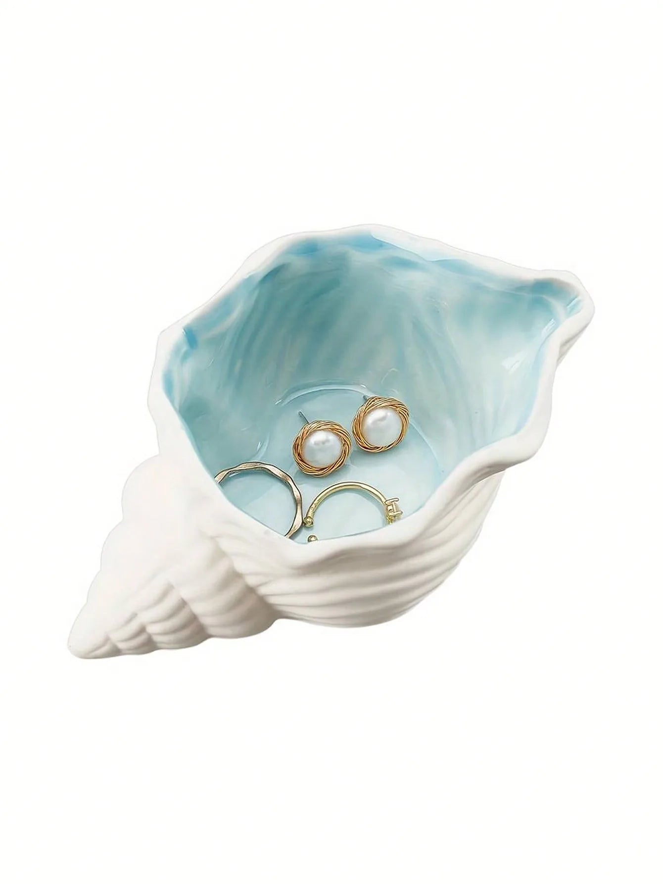 Plateau à bijoux en forme de coquille bleu ciel 1 pièce et bol à clés, un plateau de rangement de bijoux en céramique. Cadeaux d'anniversaire Graduation