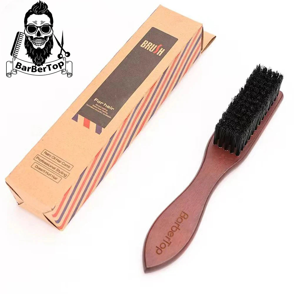 BarberTop Manche en bois Sanglier Brosse de nettoyage en poils Coiffure Brosse de nettoyage de barbe douce Hommes Barber Barbe Outil de rasage