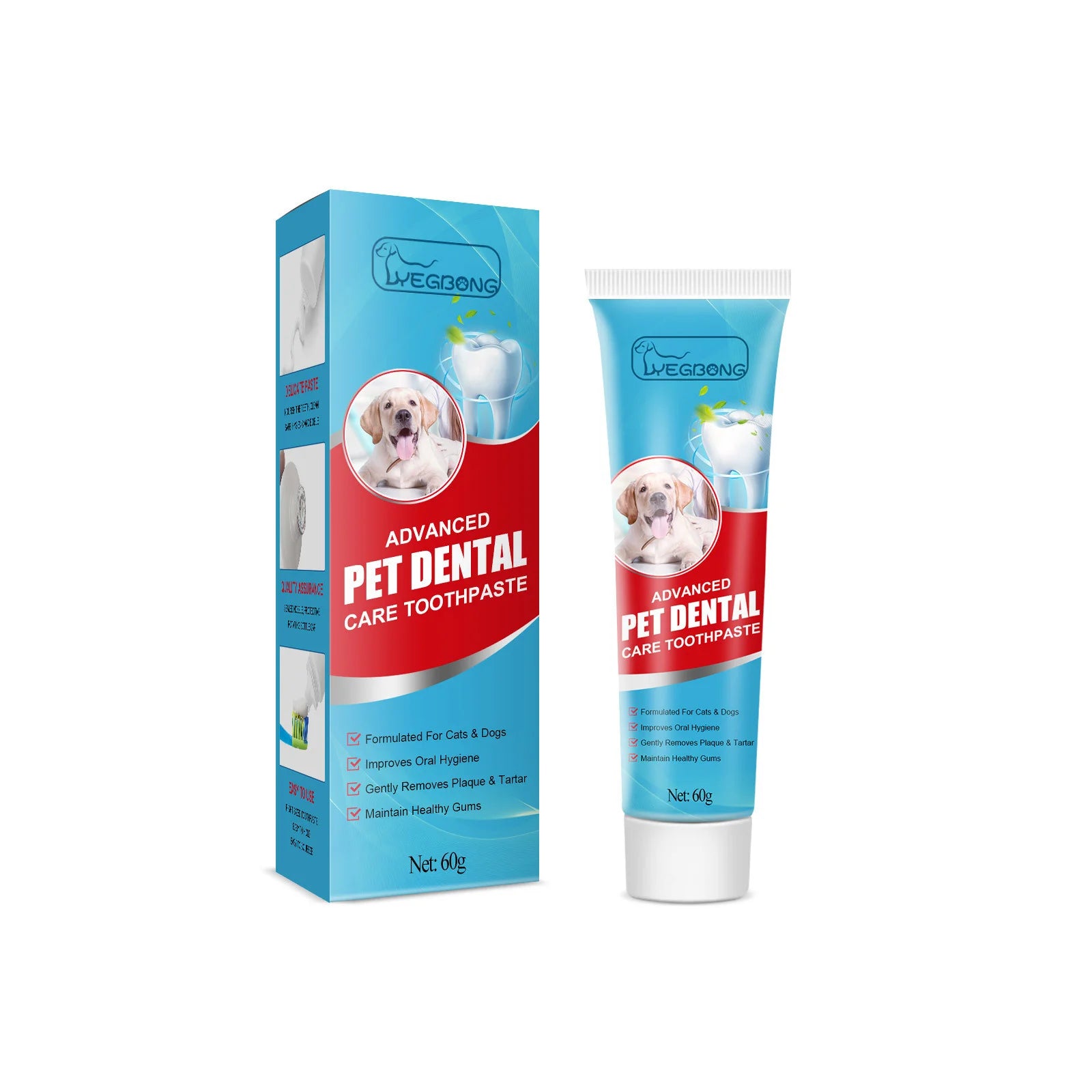 Yegbong Pet Toothpaste Cats Dogs Deep Cleaning Teeth Removing Stain Repair Teeth Oral Breath Freshener Dental Care Products 60g