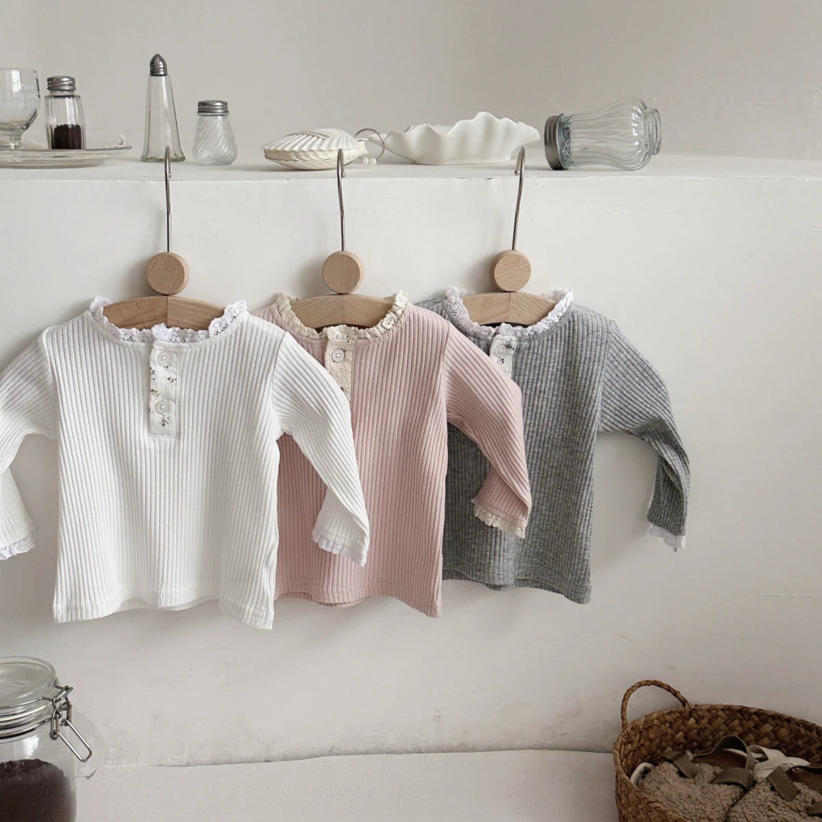 Autumn Fashion Newborn Baby Girls Clothes Comfort Solid Color Lace Long Sleeves Trendy Breathable Kids Girl Korean Style