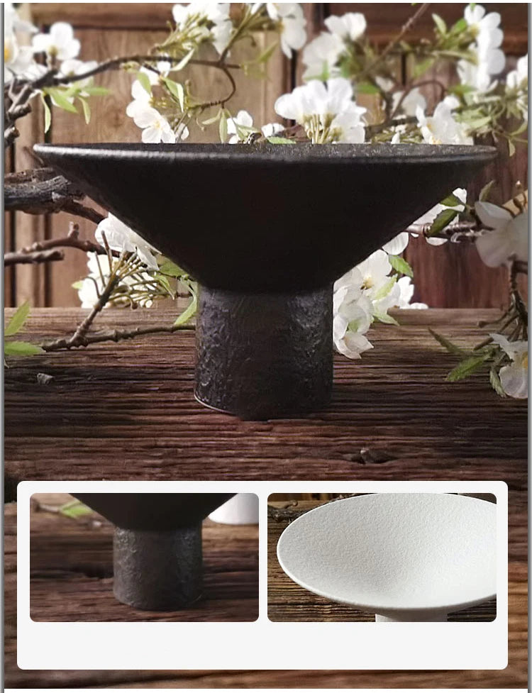Ceramics Dinner Plate Tall Pasta Plates Salad Bowls Soup Basins Restaurant Home High Feet Tableware Snack Dessert Trays
