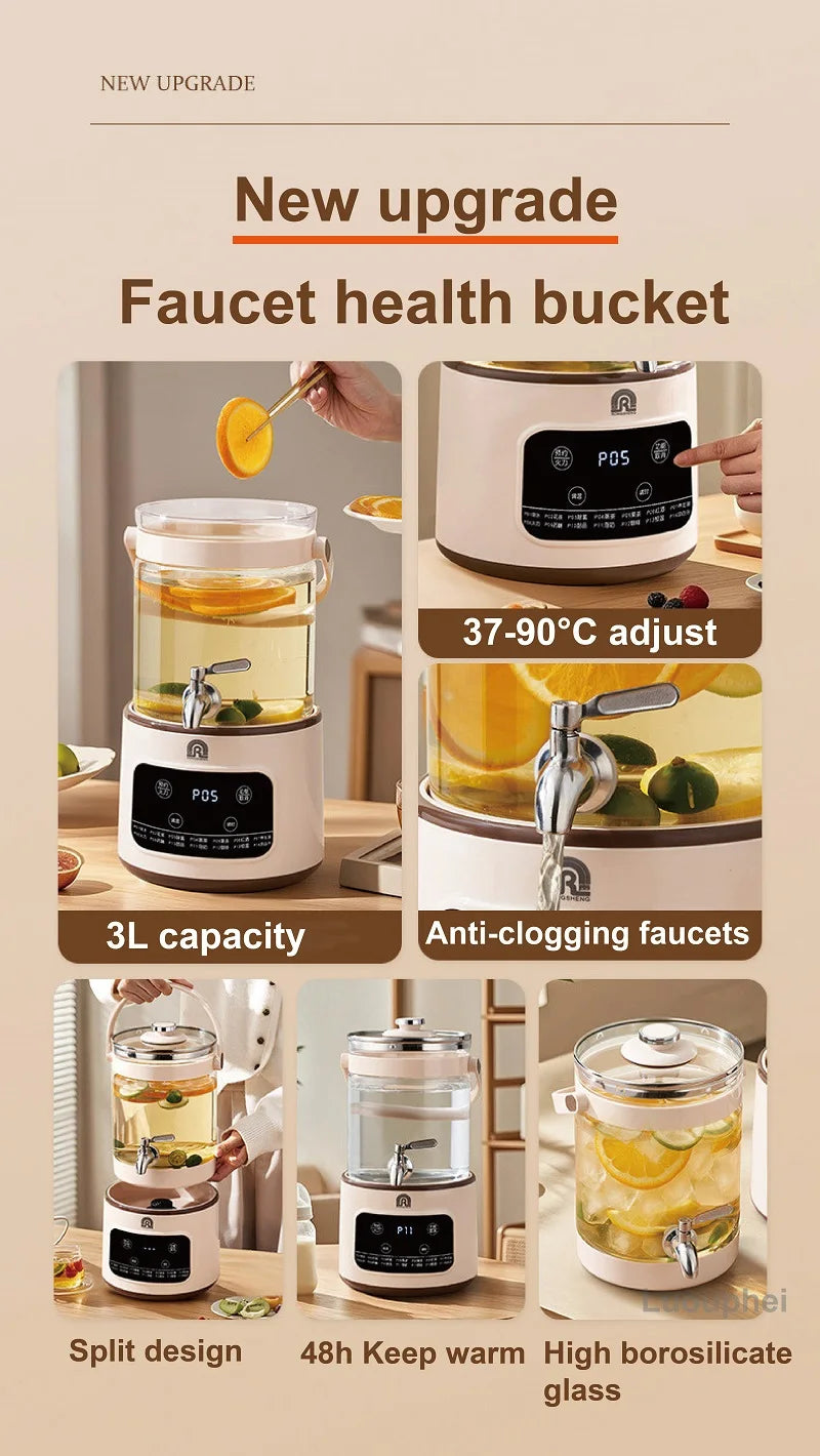 3L Electric Kettle Smart Tea Brewer Large Capacity Office/Commercial Faucet Fruit Tea Bucket Thermostatic Kettle Multi-functiona
