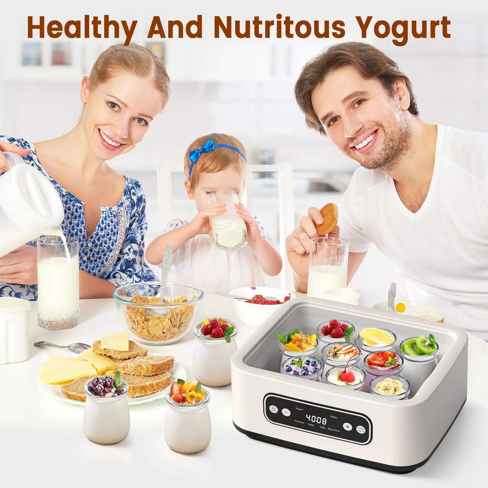 Eco-friendly Probiotic Yogurt Maker with Timer Intelligent Constant Temperature Fermentation Machine For yogurt,natto, rice-wine