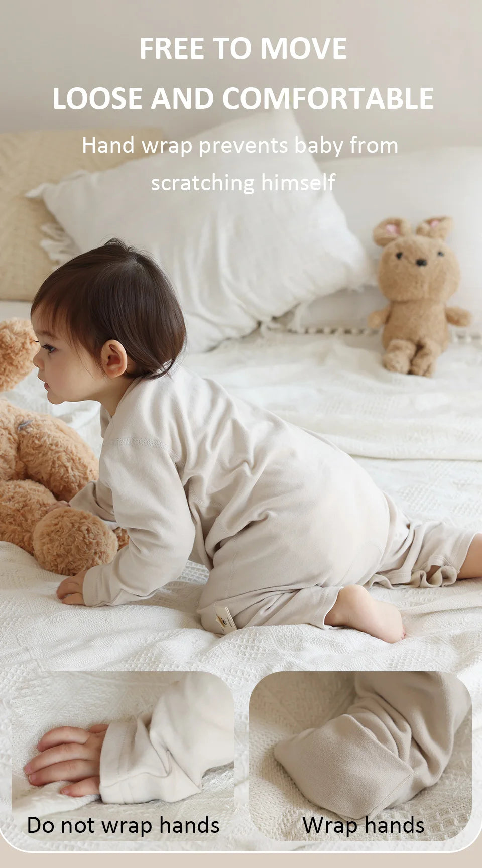 Baby Romper For 3-12Months Spring Thin 1.0Tog Jumpsuit Baby One-Piece Pajamas Soft Split-Leg Sleepwear Easy To Change Diaper