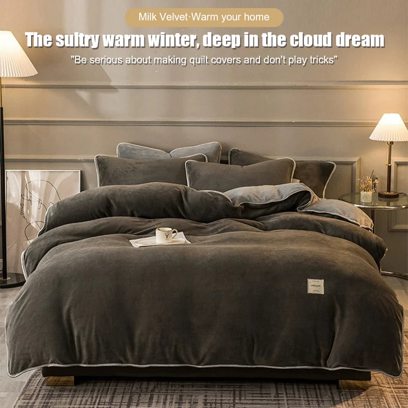 Winter New Coral Velvet Warm Quilt  Cover Soft Plush Quilt Cover Flannel Duvet Cover Bedding Home housse de couette 이불커버