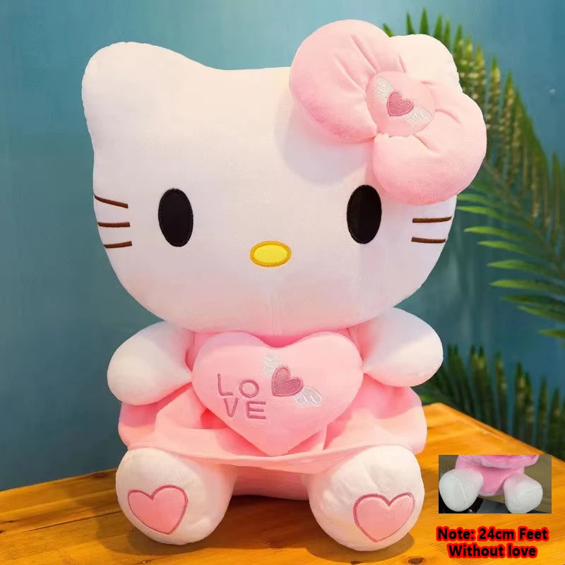 55cm Sanrio Hello Kitty Cat Plush Toys Cartoon KT Cat Plushie Doll Big Size Stuffed Anime Pillow Birthday Gifts For Kids Girls