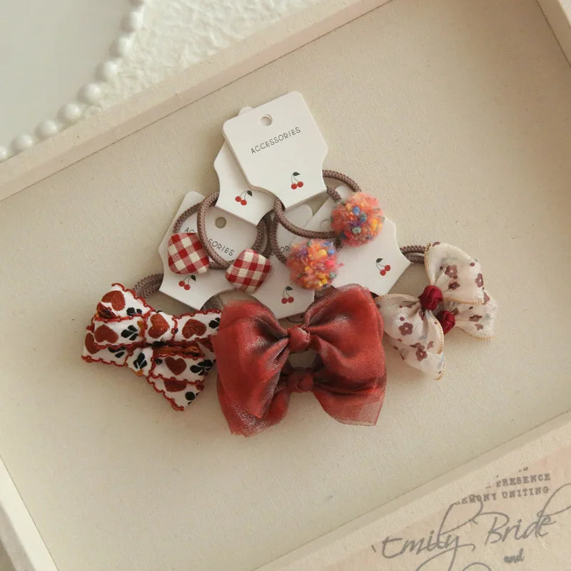 Elastic Hair Bow for Children, Children's Headwear, Hair Accessories for Girls, Cute Hair ties, Lovely Hair Rope, 10Pcs per Lot