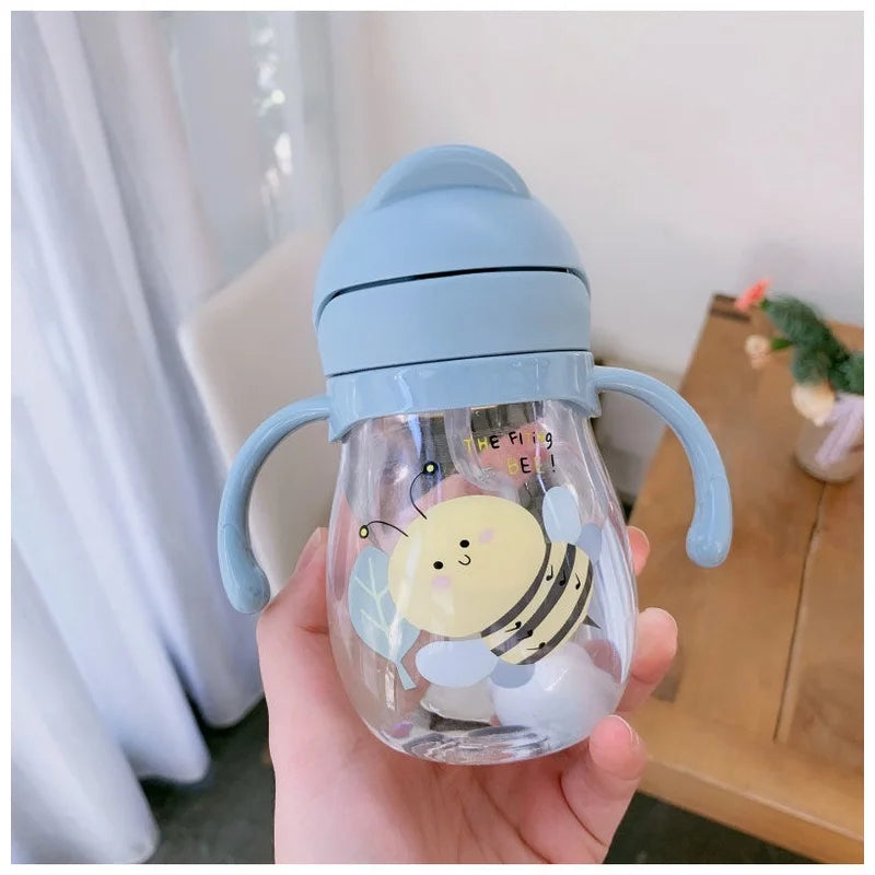 350/250ml baby straw cup cute cartoon anti-choking water cup kindergarten children gravity ball water cup gift